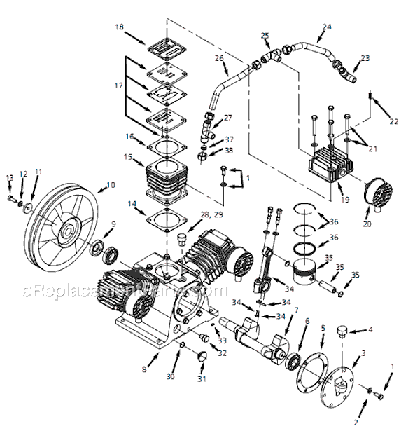 Page B Diagram and Parts List for DP45517C 2005 Campbell Hausfeld Compressor